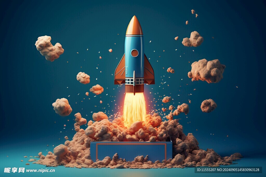 C4D航空火箭发射3d效果图