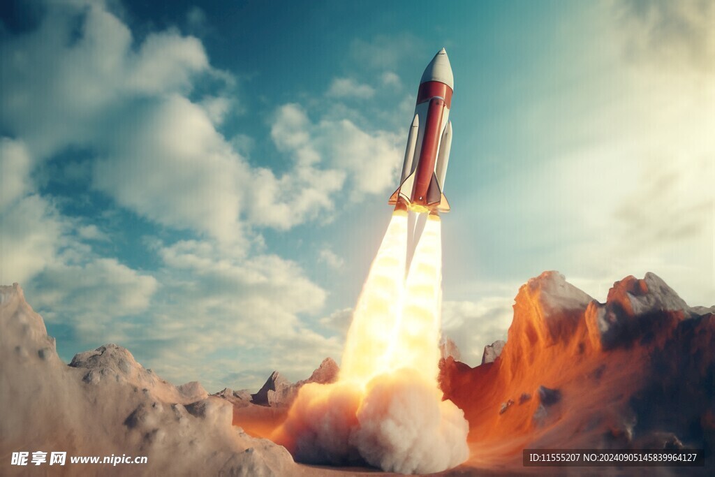 C4D航空火箭发射3d效果图