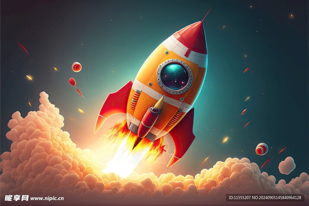 C4D航空火箭发射3d效果图