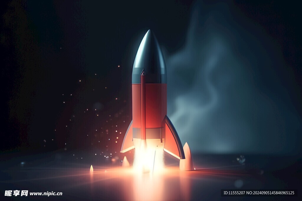 C4D航空火箭发射3d效果图