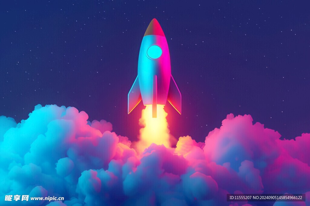 C4D航空火箭发射3d效果图