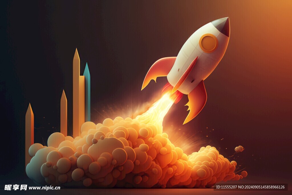 C4D航空火箭发射3d效果图