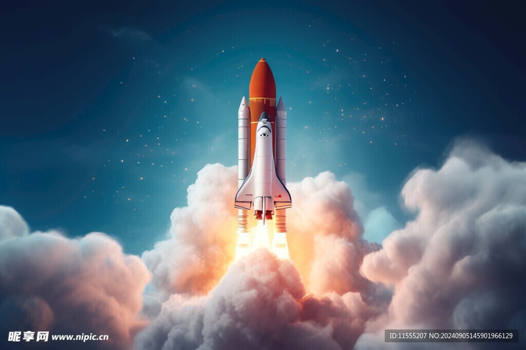 C4D航空火箭发射3d效果图