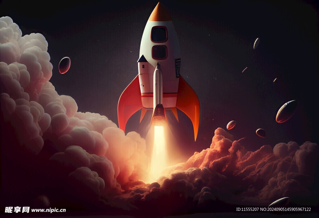 C4D航空火箭发射3d效果图