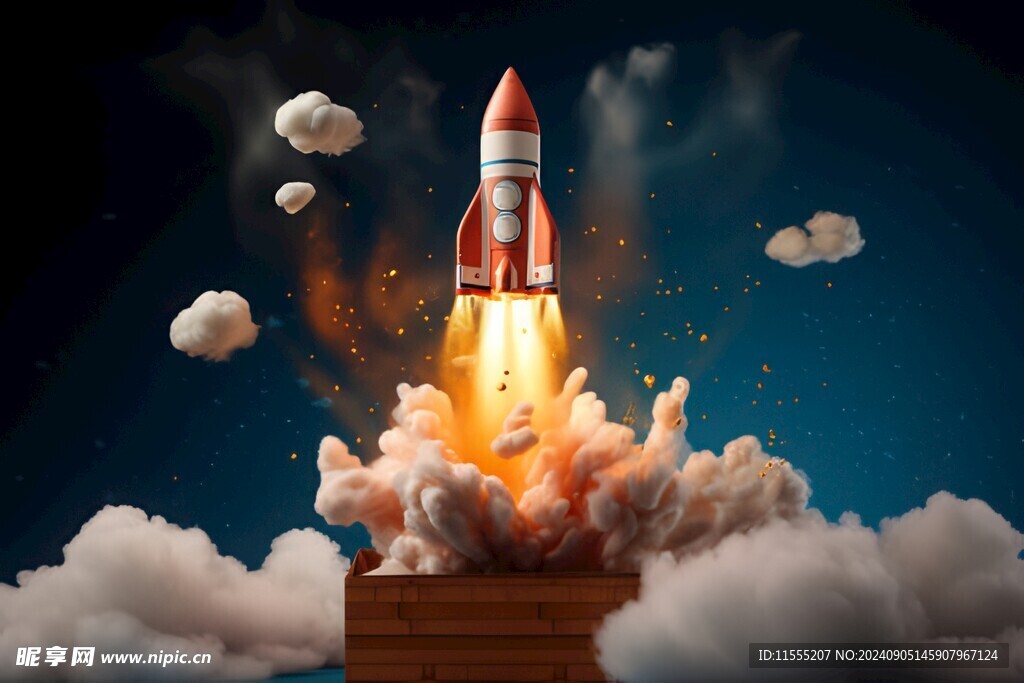 C4D航空火箭发射3d效果图