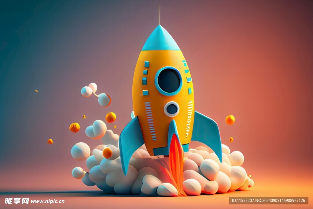 C4D航空火箭发射3d效果图