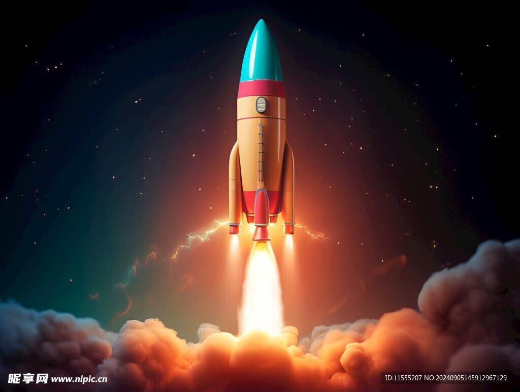 C4D航空火箭发射3d效果图