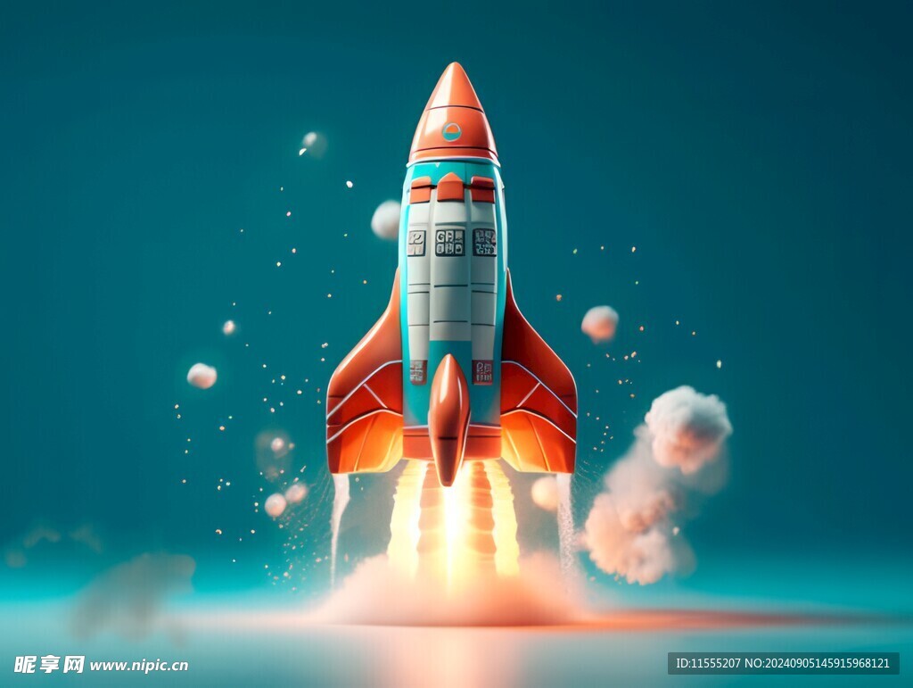 C4D航空火箭发射3d效果图