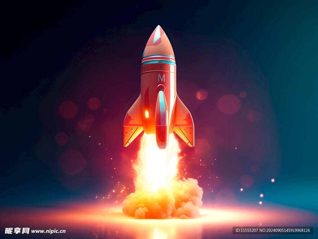 C4D航空火箭发射3d效果图