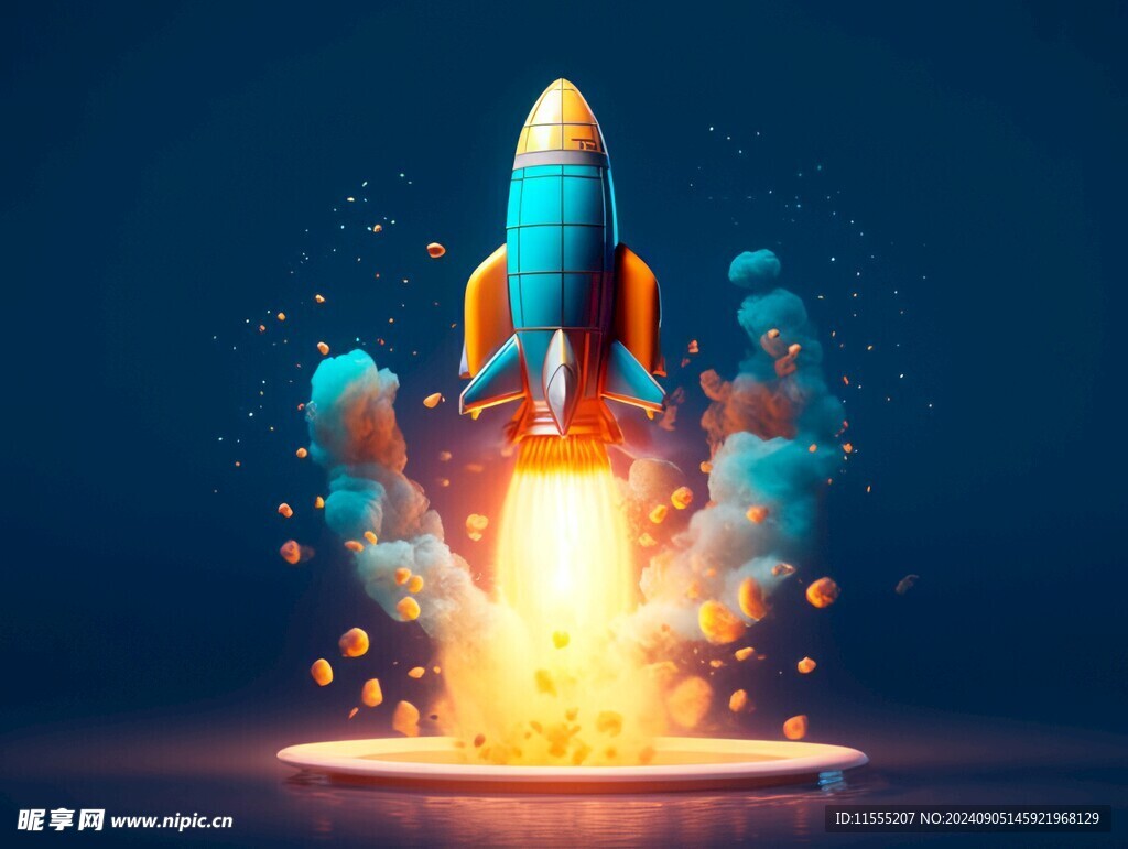 C4D航空火箭发射3d效果图