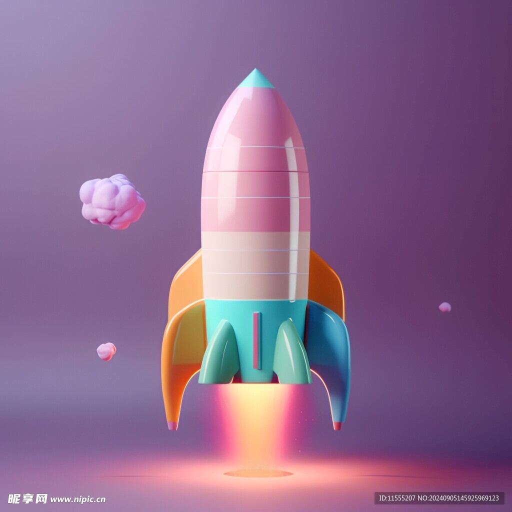 C4D航空火箭发射3d效果图