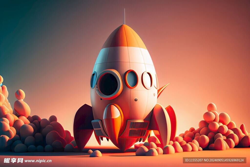 C4D航空火箭发射3d效果图