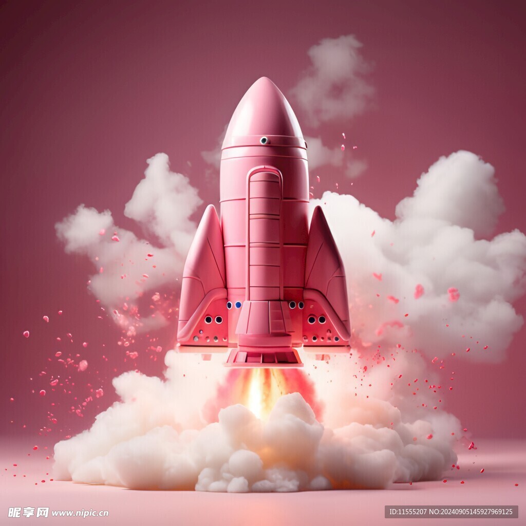 C4D航空火箭发射3d效果图