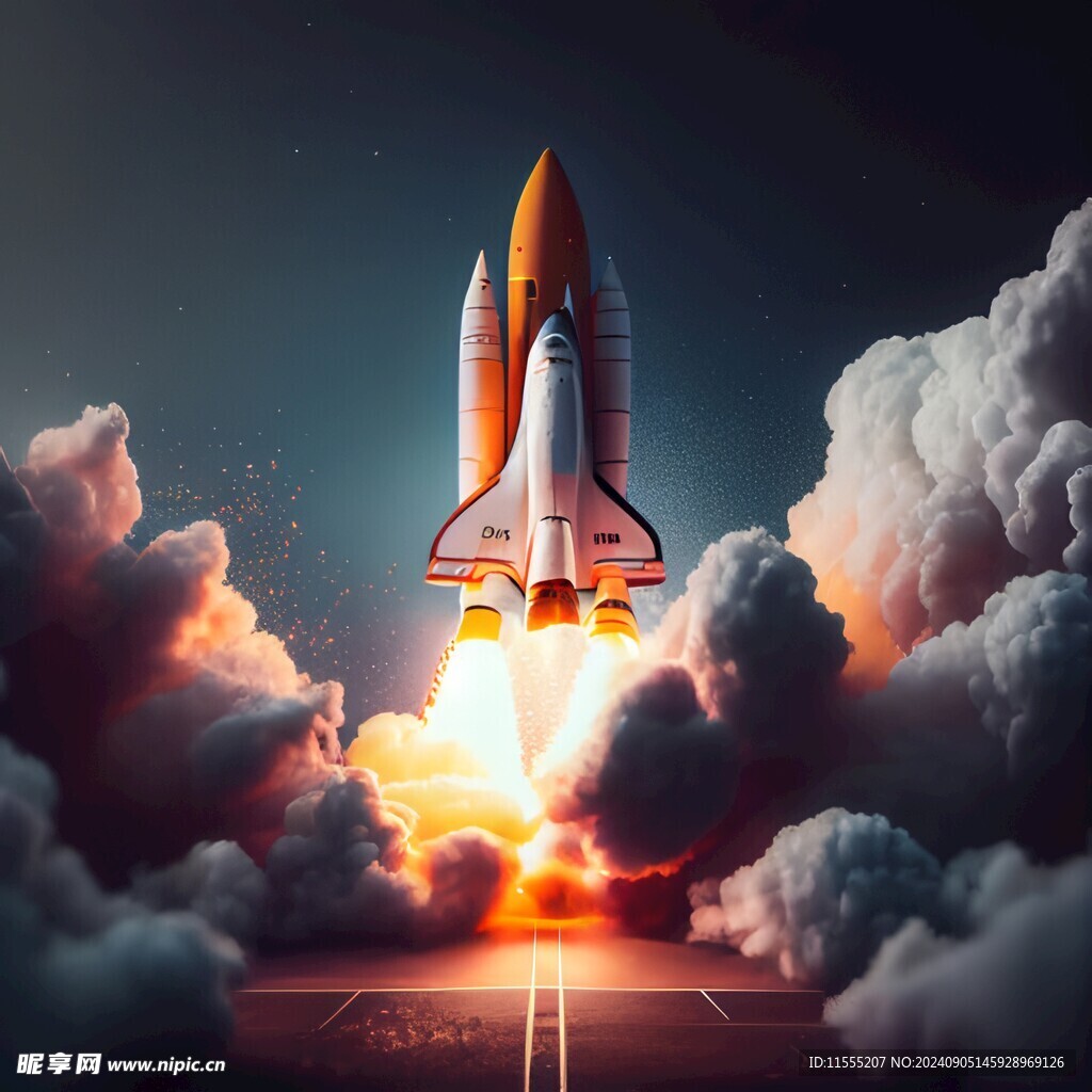 C4D航空火箭发射3d效果图