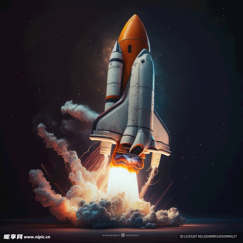 C4D航空火箭发射3d效果图