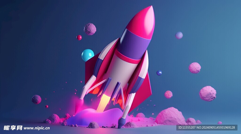 C4D航空火箭发射3d效果图