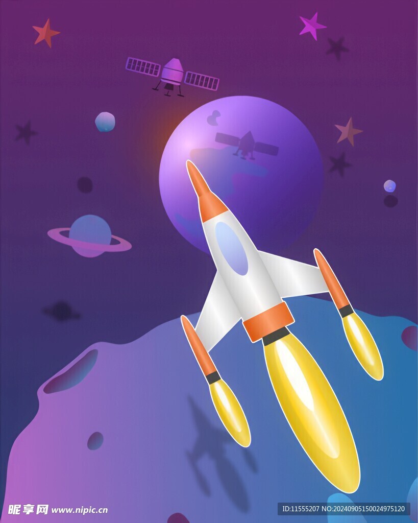 C4D航空火箭发射3d效果图