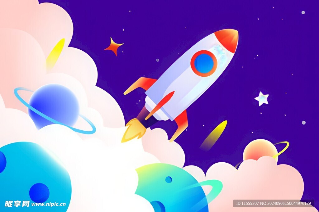 C4D航空火箭发射3d效果图