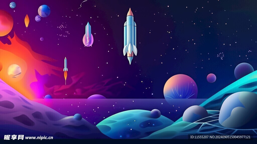C4D航空火箭发射3d效果图