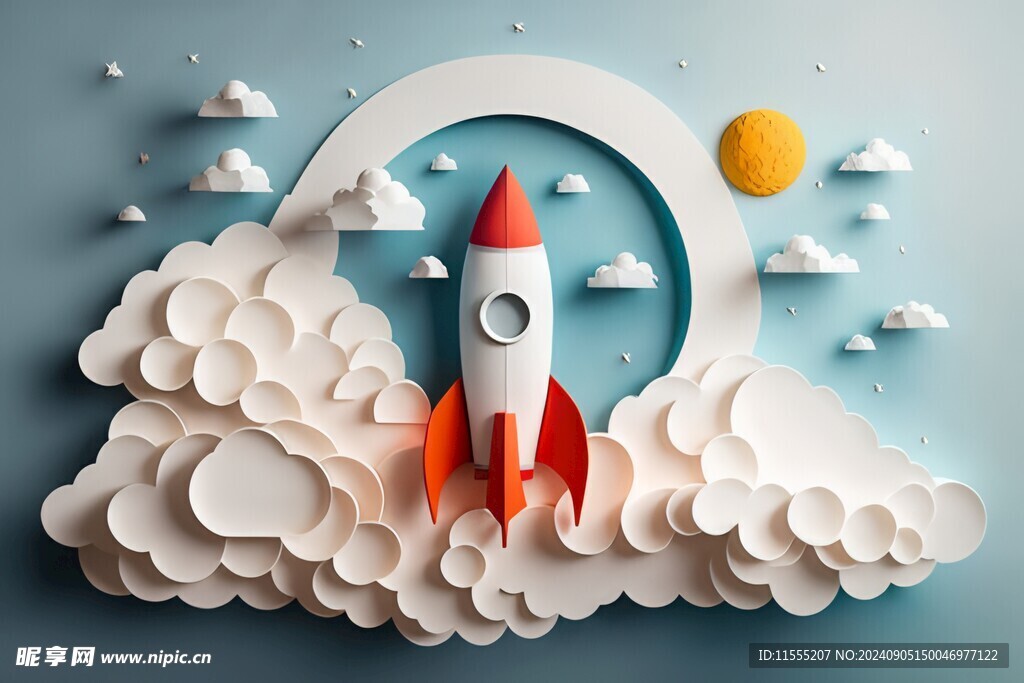 C4D航空火箭发射3d效果图