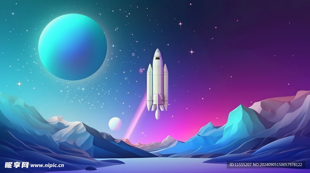 C4D航空火箭发射3d效果图