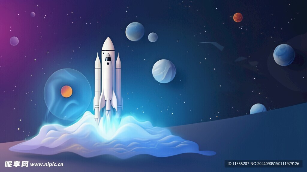 C4D航空火箭发射3d效果图