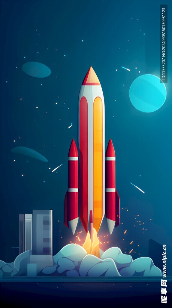 C4D航空火箭发射3d效果图