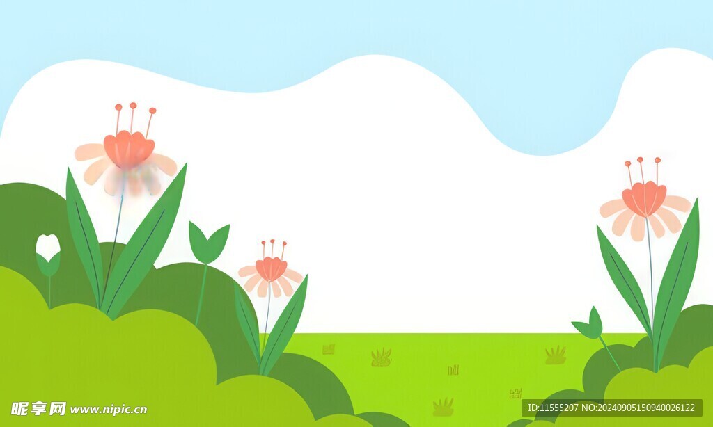 户外风景草地蝴蝶白云背景图