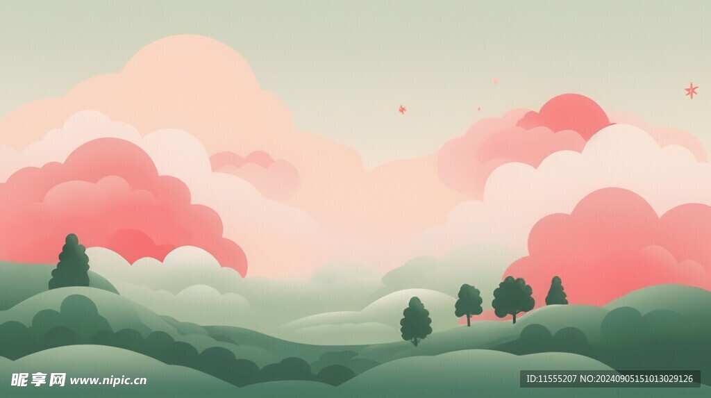 户外风景草地蝴蝶白云背景图