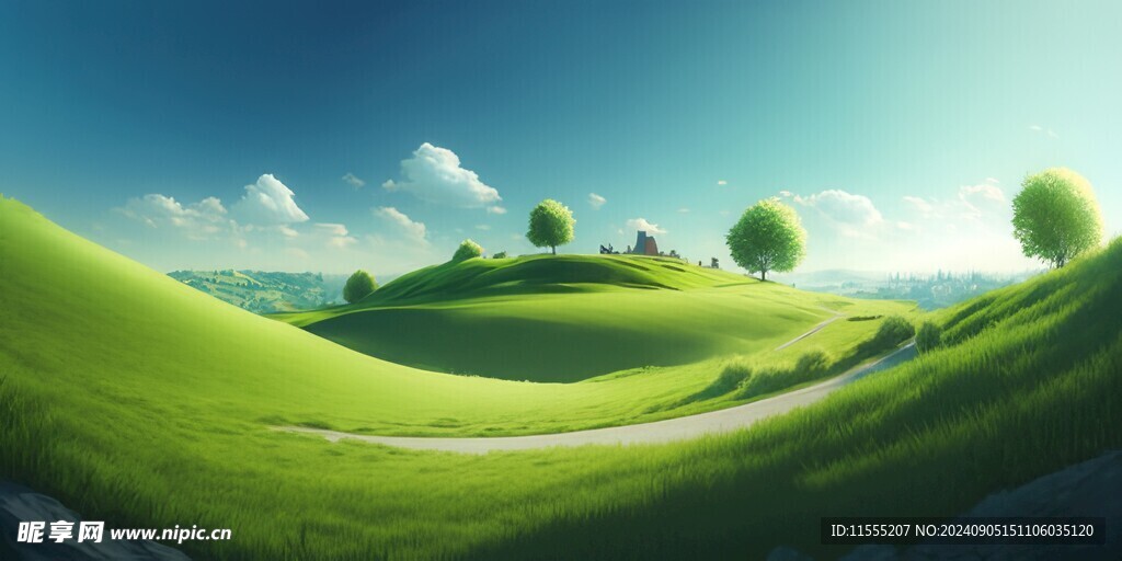 户外景色草地蓝天白云背景图