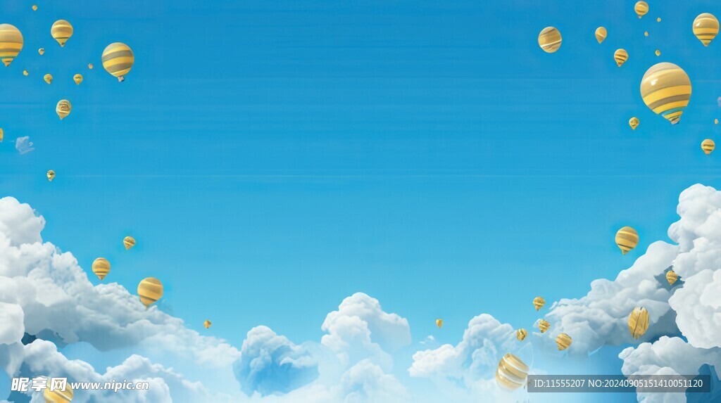 创意蓝天白云气球海报背景图