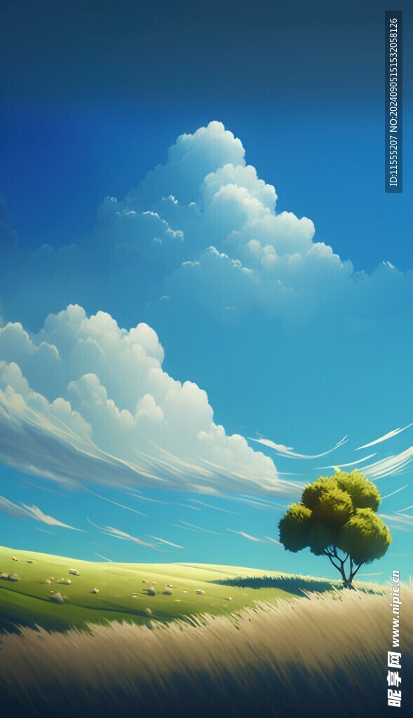 户外景色草地蓝天白云背景图
