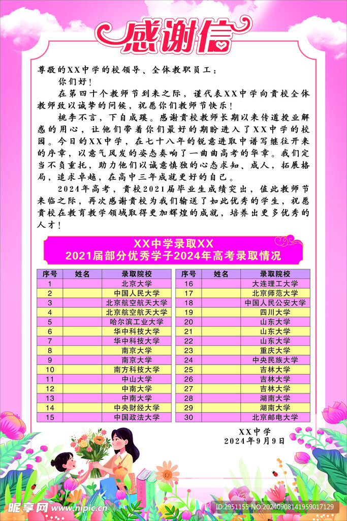 教师节感谢信