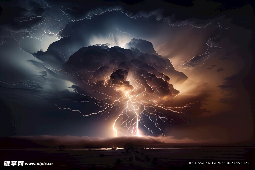 闪电雷电灾难现场素材图片