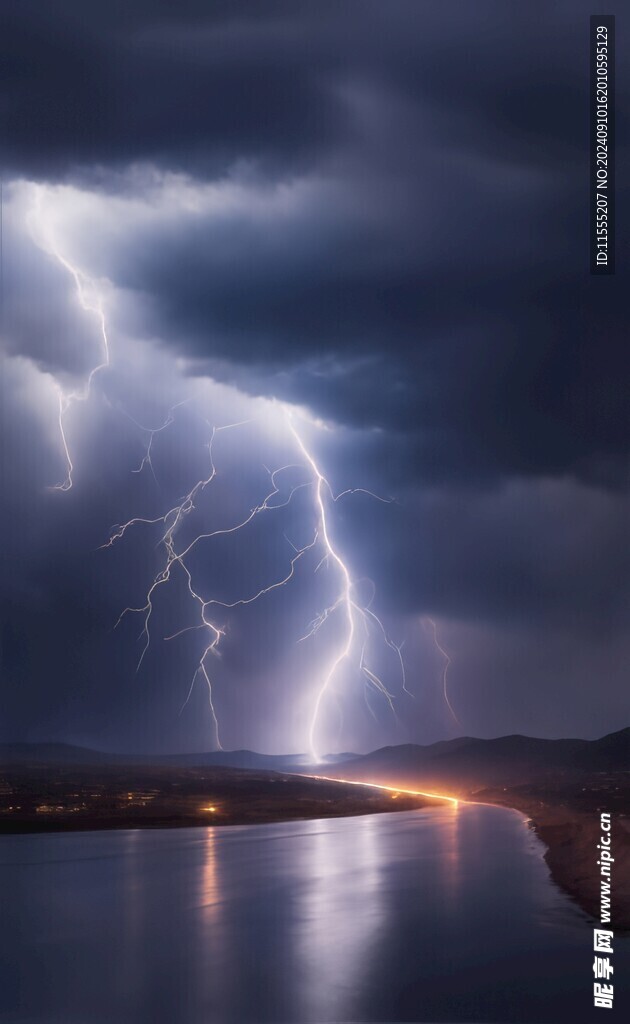 闪电雷电灾难现场素材图片