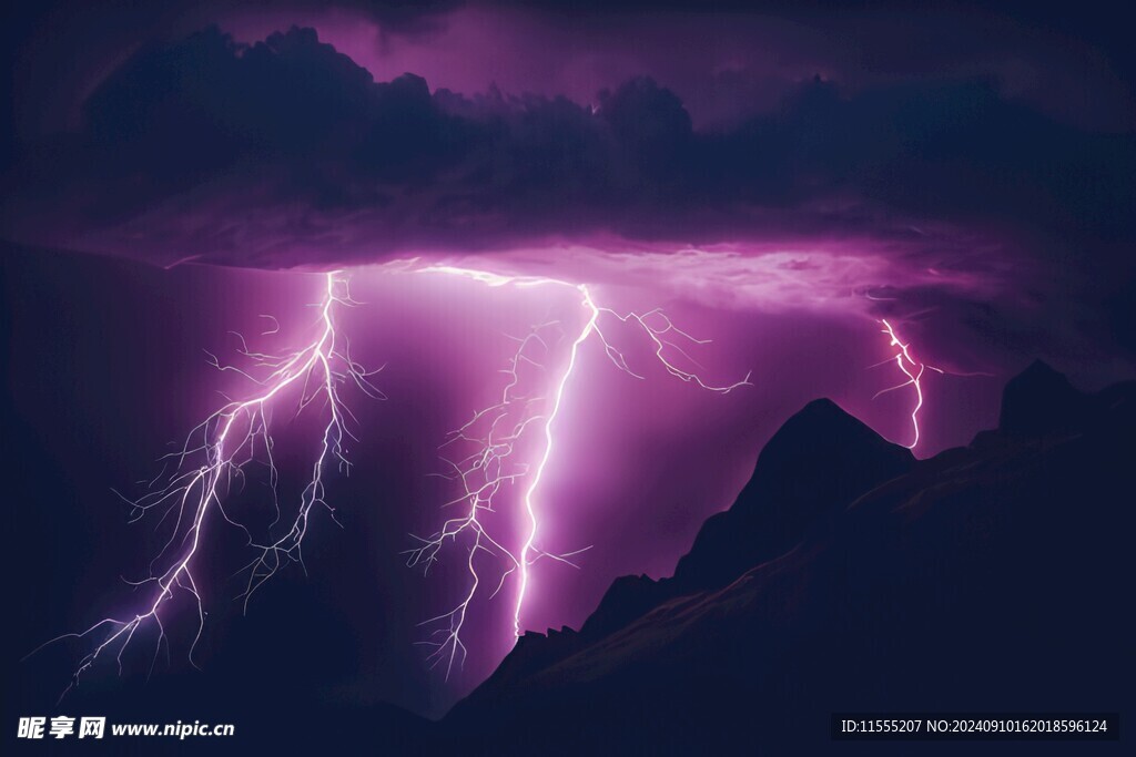 闪电雷电灾难现场素材图片