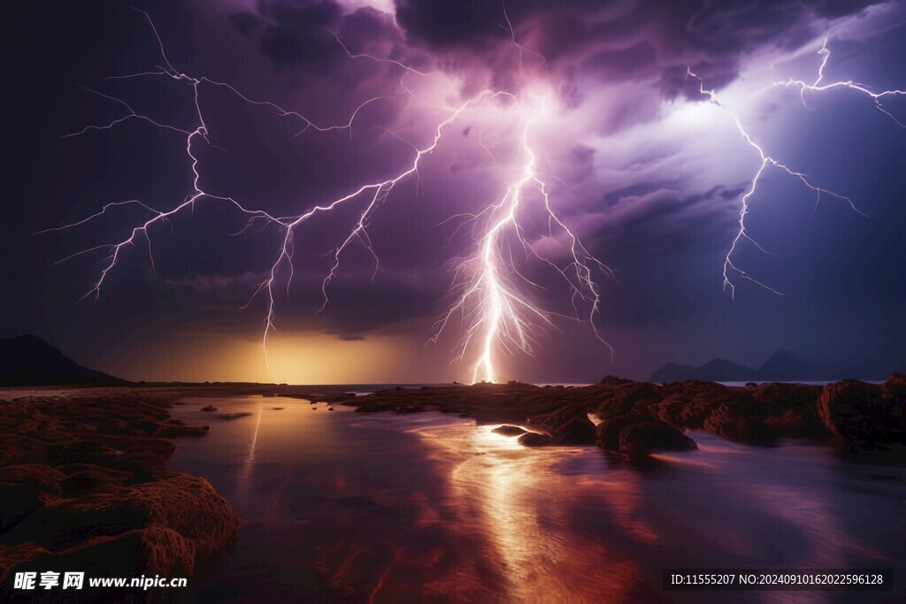 闪电雷电灾难现场素材图片