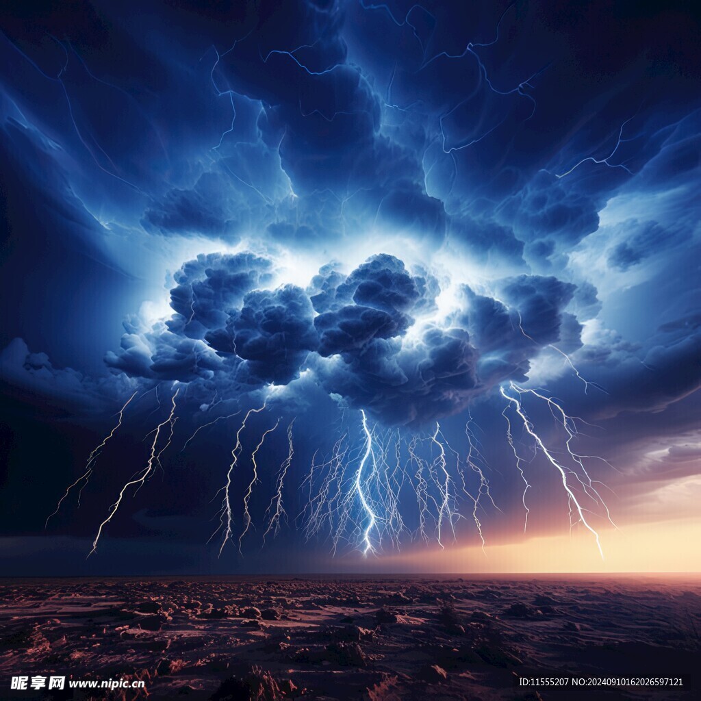 闪电雷电灾难现场素材图片