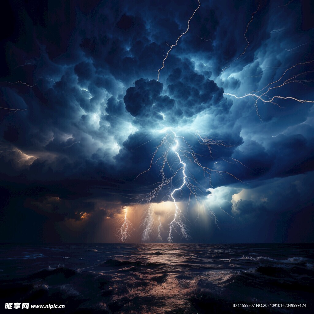 闪电雷电灾难现场素材图片