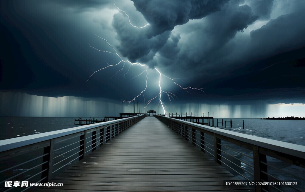 闪电雷电灾难现场素材图片