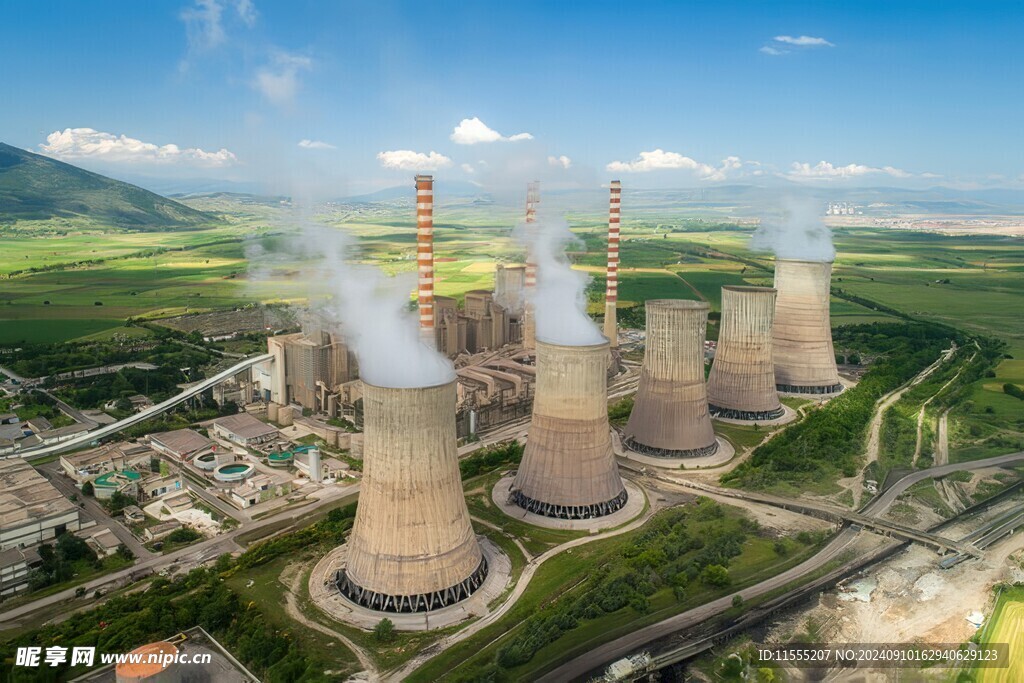 火力发电站燃煤发电厂冷却塔图片