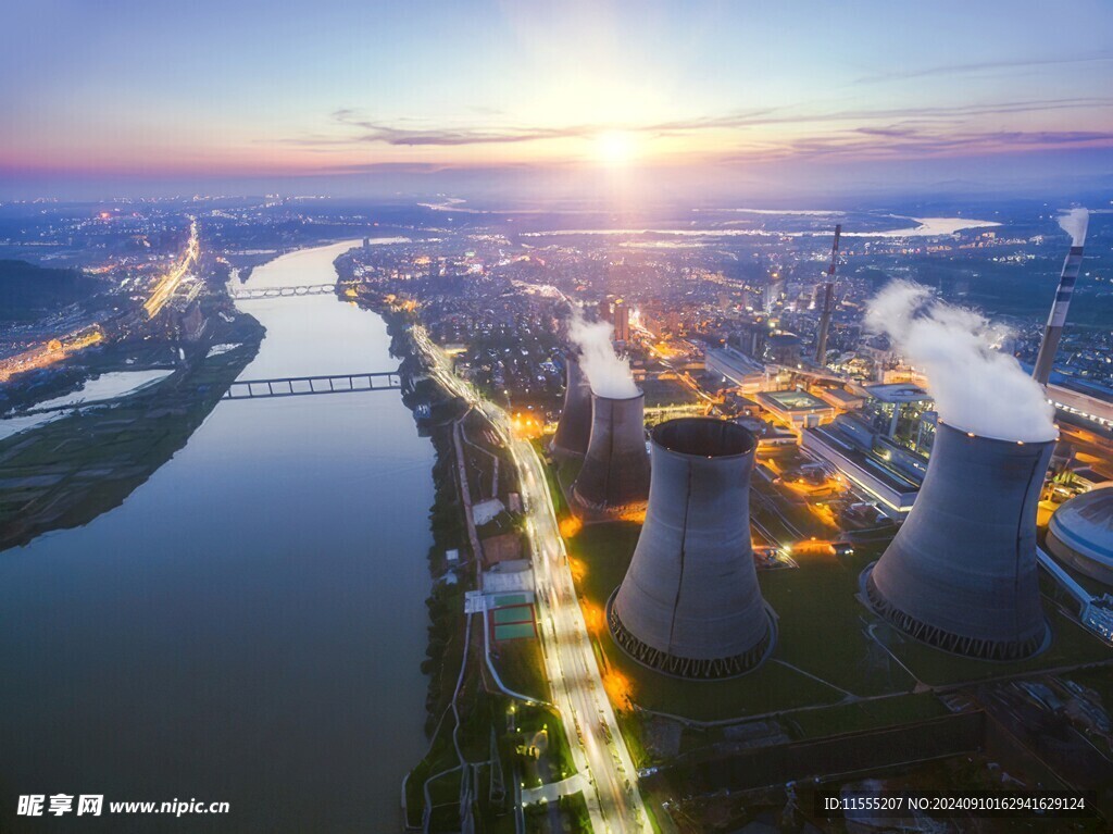 火力发电站燃煤发电厂冷却塔图片