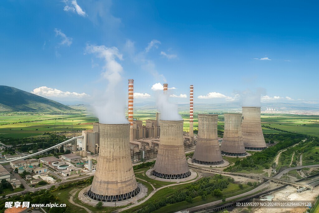 火力发电站燃煤发电厂冷却塔图片