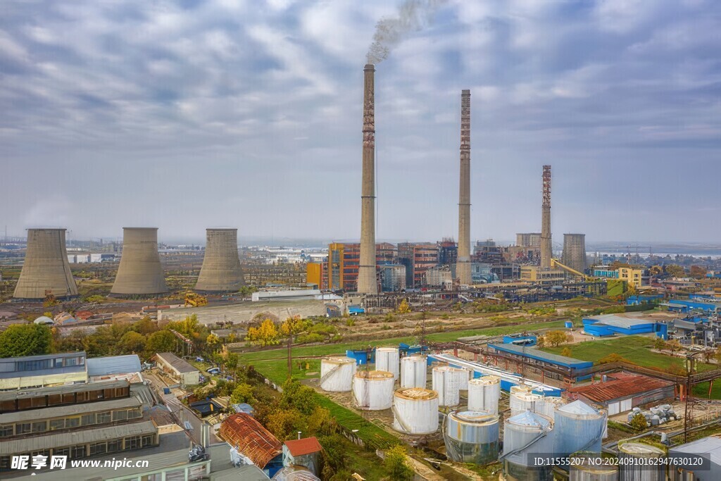 火力发电站燃煤发电厂冷却塔图片