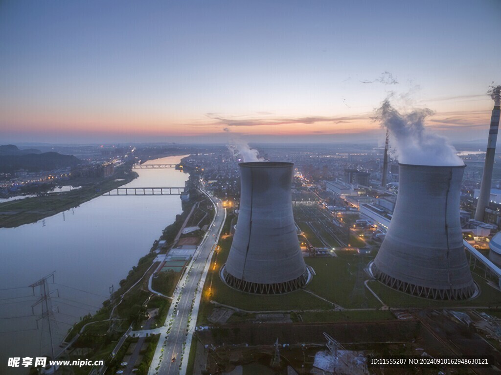 火力发电站燃煤发电厂冷却塔图片