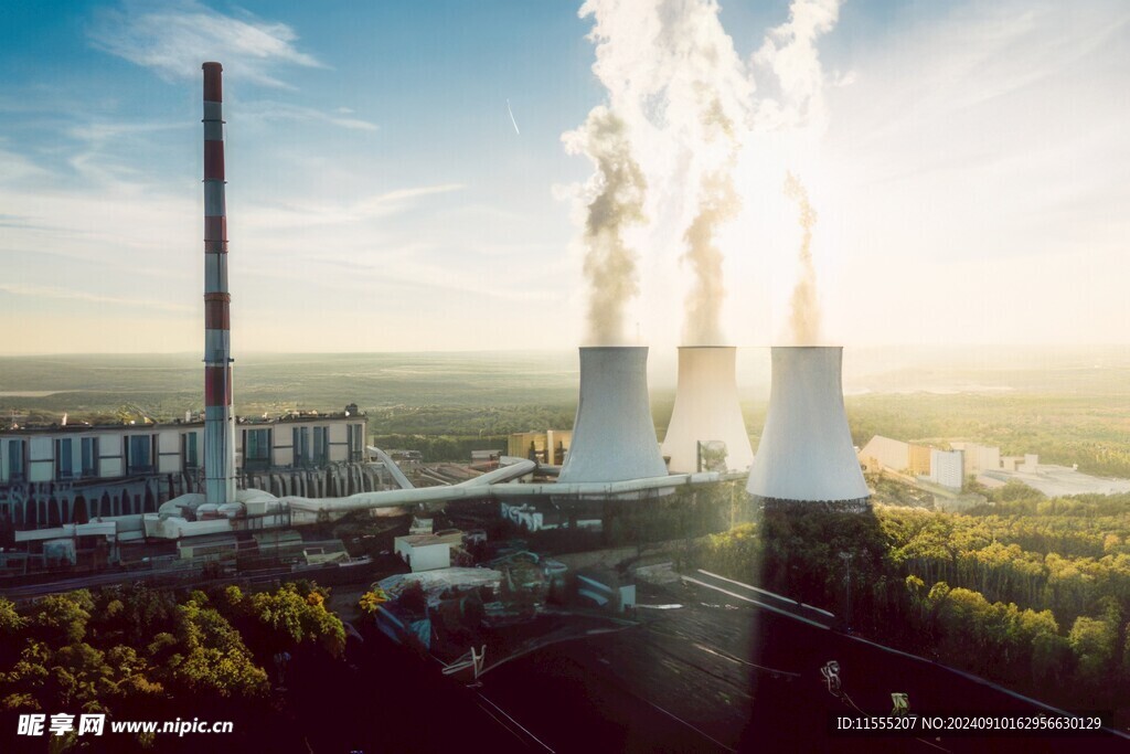 火力发电站燃煤发电厂冷却塔图片