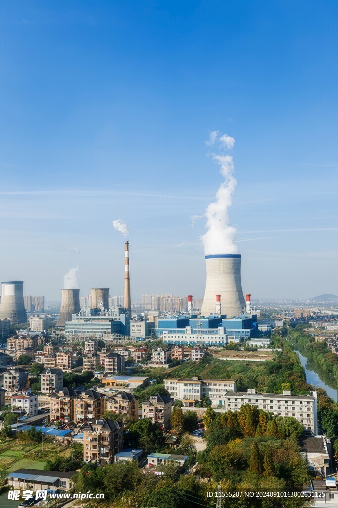 火力发电站燃煤发电厂冷却塔图片