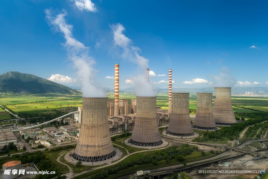 火力发电站燃煤发电厂冷却塔图片