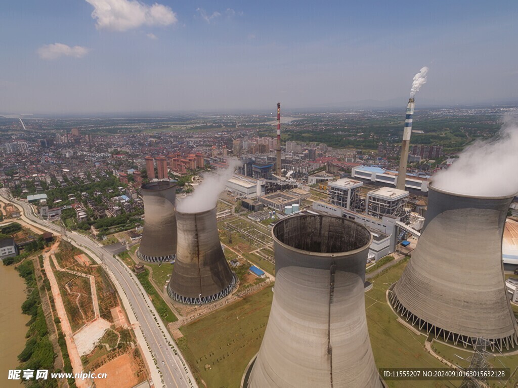 火力发电站燃煤发电厂冷却塔图片