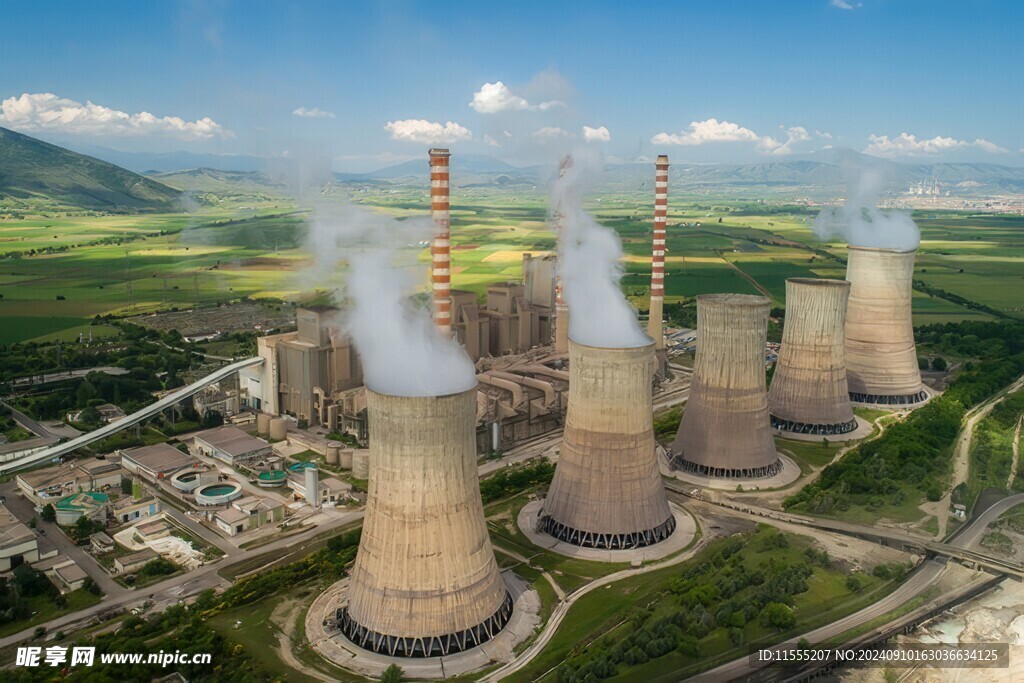 火力发电站燃煤发电厂冷却塔图片